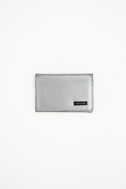 Burberry Silver Leather Bi-Fold Card Holder