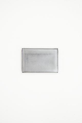 Burberry Silver Leather Bi-Fold Card Holder