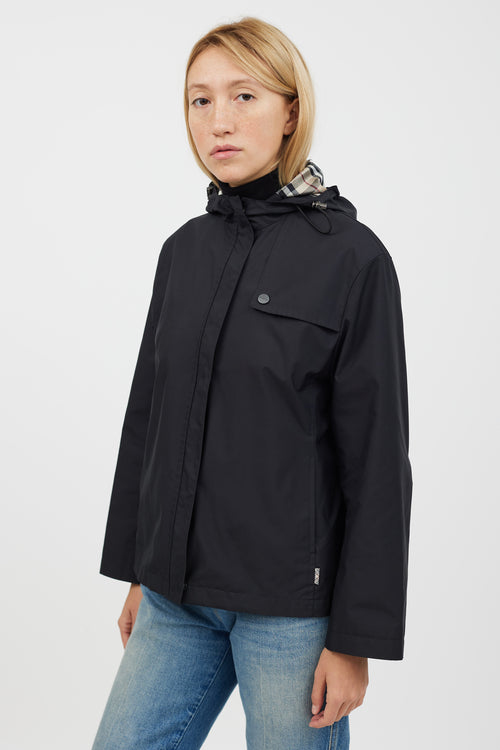 Burberry Black 
Beige Hooded Nylon Jacket