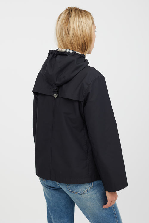 Burberry Black 
Beige Hooded Nylon Jacket