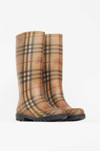 Burberry Black 
Beige Nova Check Rubber Boot