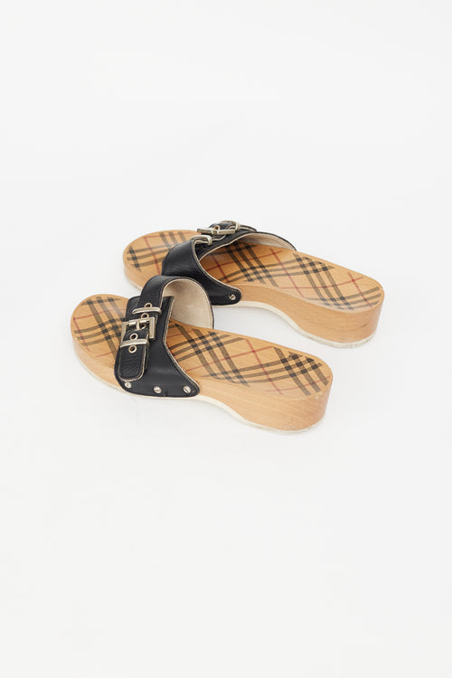 Burberry Black 
Brown Nova Check Brigitte Clog