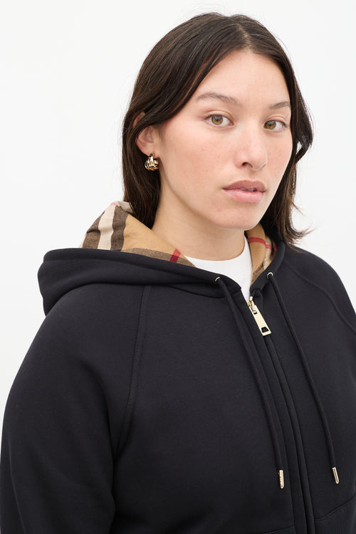 Burberry Black 
Brown Nova Check Hoodie