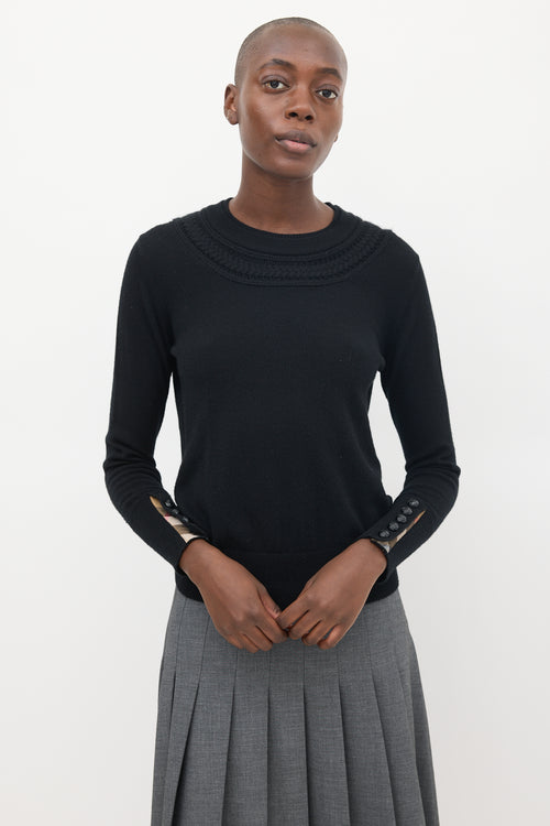 Burberry Black Cashmere Braided Sweater