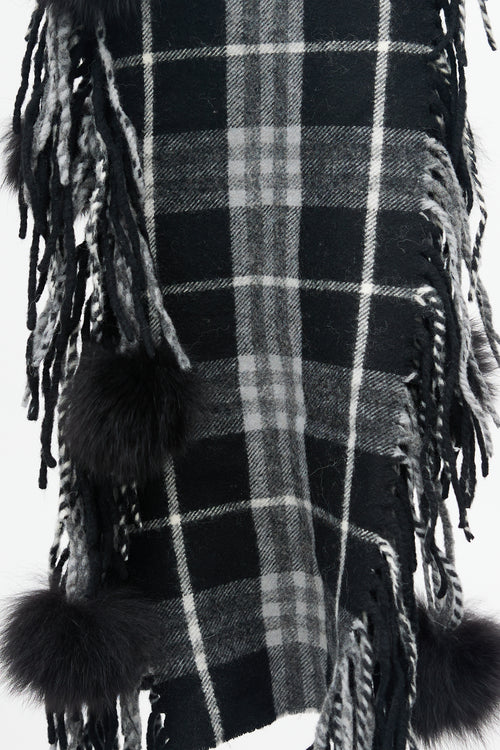 Burberry Black Check 
Pom Pom Scarf