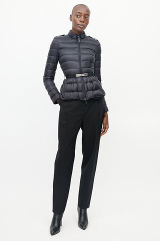 Burberry Black Cinched Waist Belted Puffer Jacket