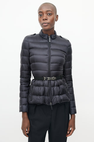 Burberry Black Cinched Waist Belted Puffer Jacket