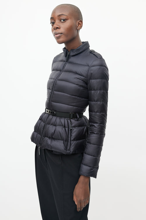 Burberry Black Cinched Waist Belted Puffer Jacket