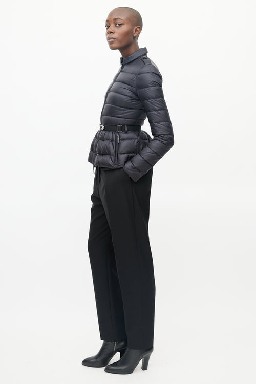 Burberry Black Cinched Waist Belted Puffer Jacket