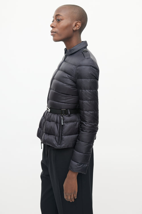 Burberry Black Cinched Waist Belted Puffer Jacket