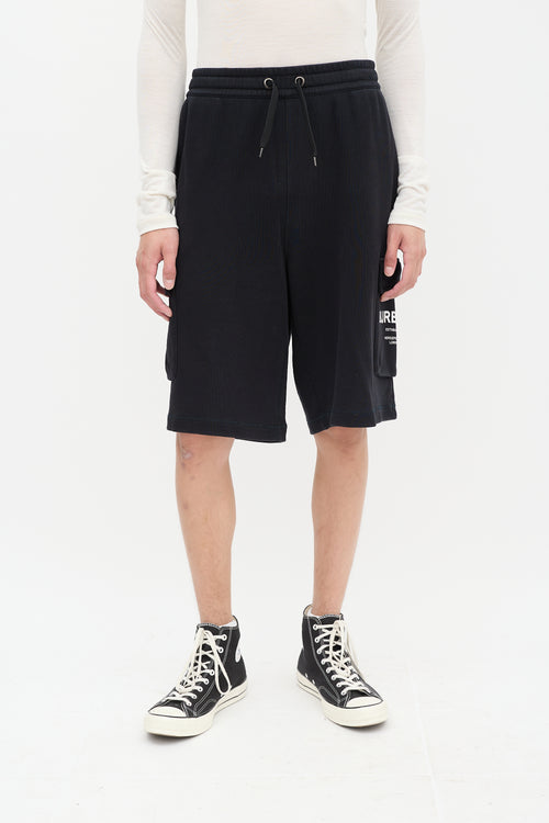 Burberry Black Cotton Logo Pocket Shorts