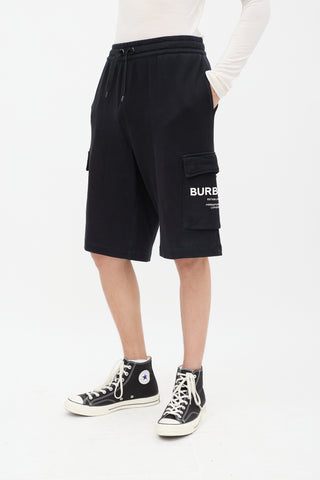 Burberry Black Cotton Logo Pocket Shorts