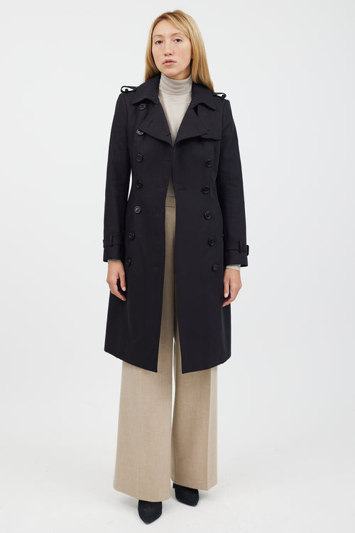 Burberry Black Double Breasted Belted Trench Coat