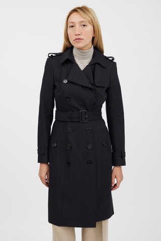 Burberry Black Double Breasted Belted Trench Coat