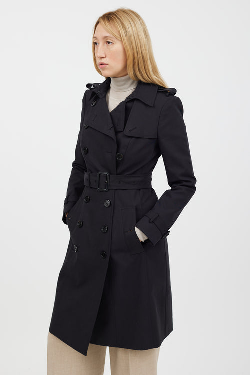 Burberry Black Double Breasted Belted Trench Coat