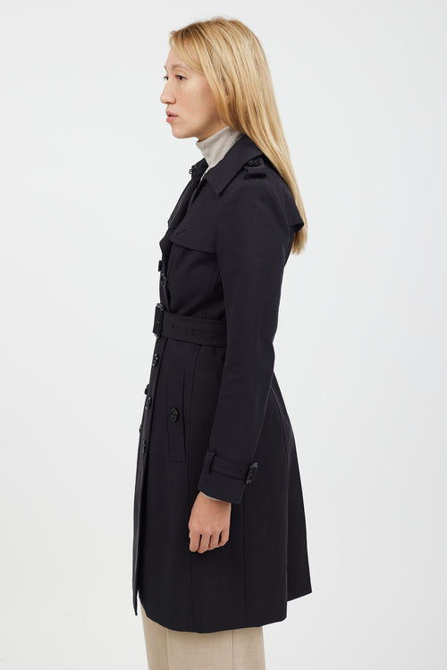 Burberry Black Double Breasted Belted Trench Coat