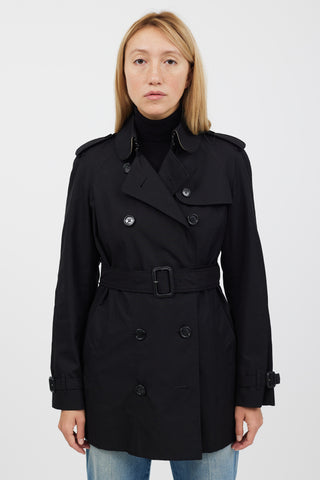 Burberry Black Double Breasted Cropped Trench Coat