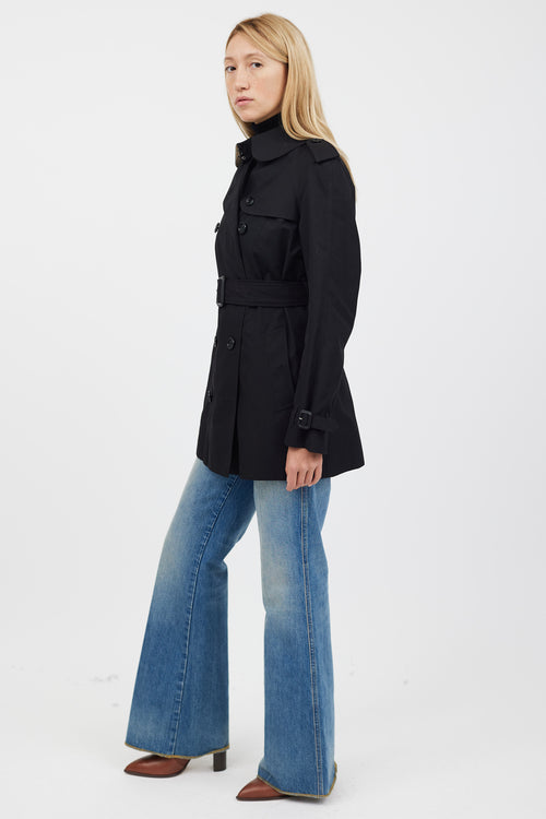 Burberry Black Double Breasted Cropped Trench Coat