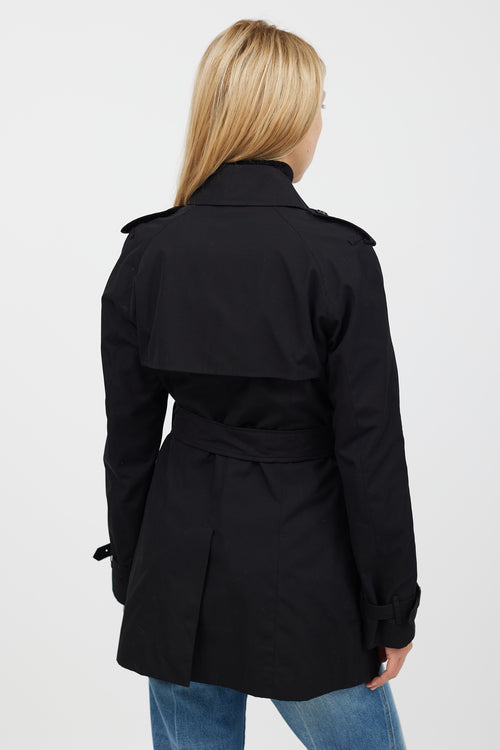 Burberry Black Double Breasted Cropped Trench Coat