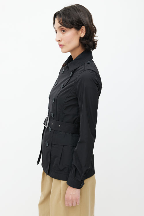 Burberry Black Double Breasted Short Trench Coat