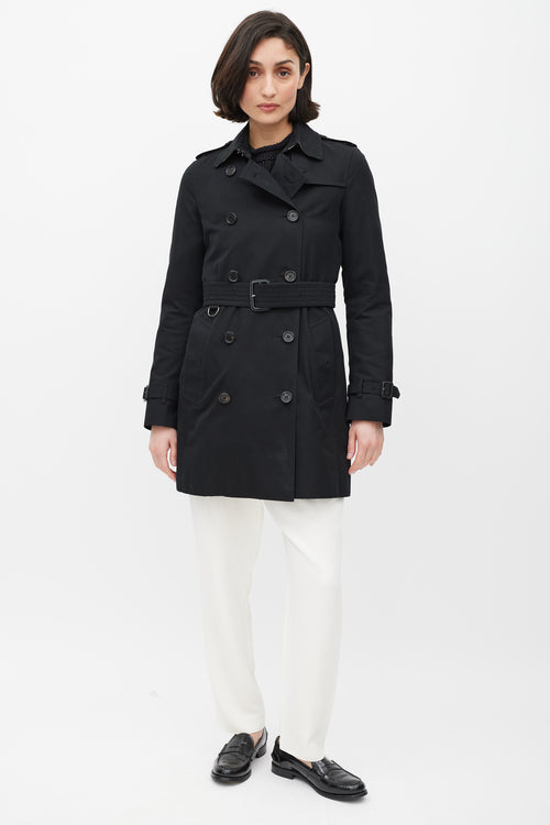 Burberry Black Double Breasted Trench Coat