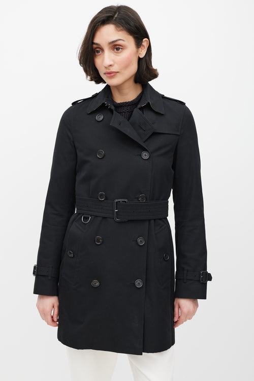 Burberry Black Double Breasted Trench Coat