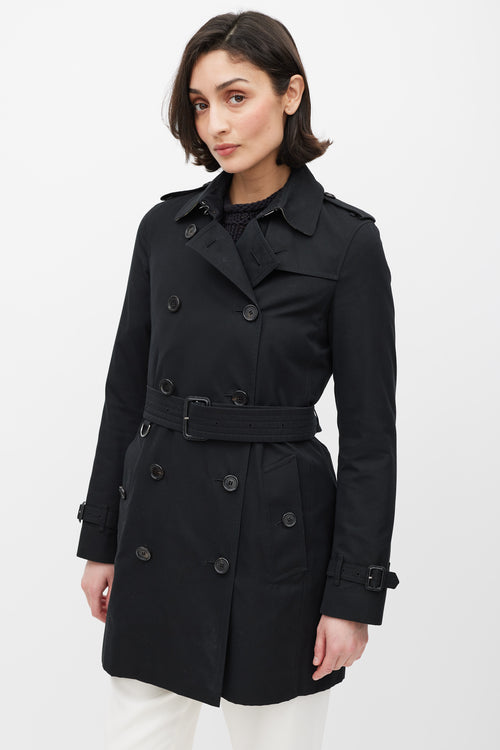 Burberry Black Double Breasted Trench Coat