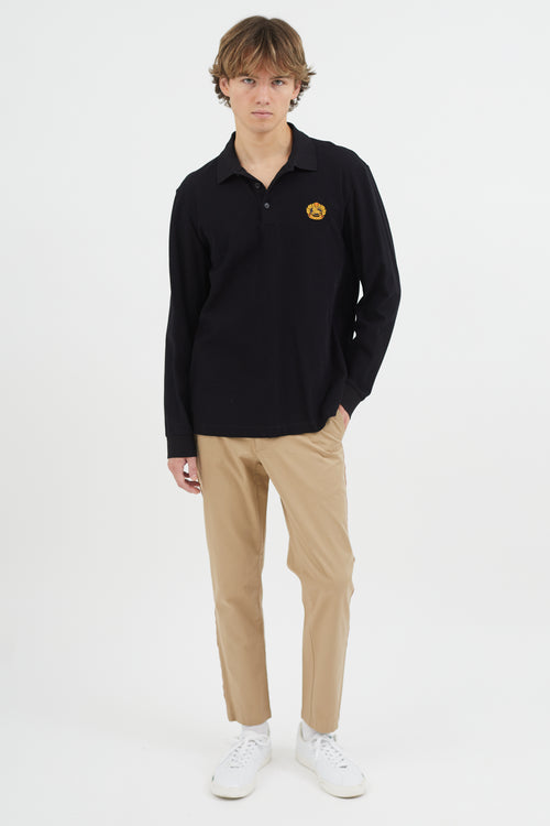 Burberry Black Embroidered Logo Polo