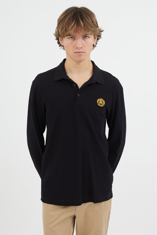 Burberry Black Embroidered Logo Polo