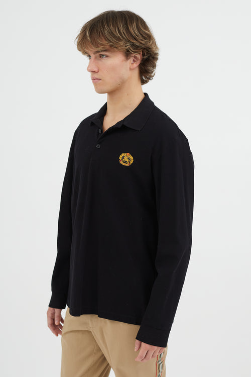 Burberry Black Embroidered Logo Polo