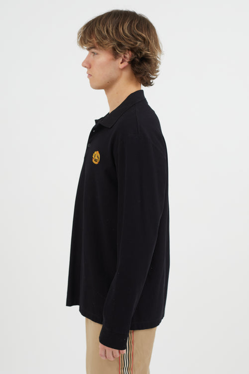 Burberry Black Embroidered Logo Polo