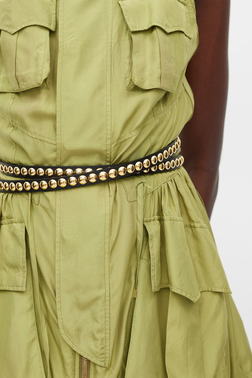 Burberry Black 
Gold Studded Thin Belt