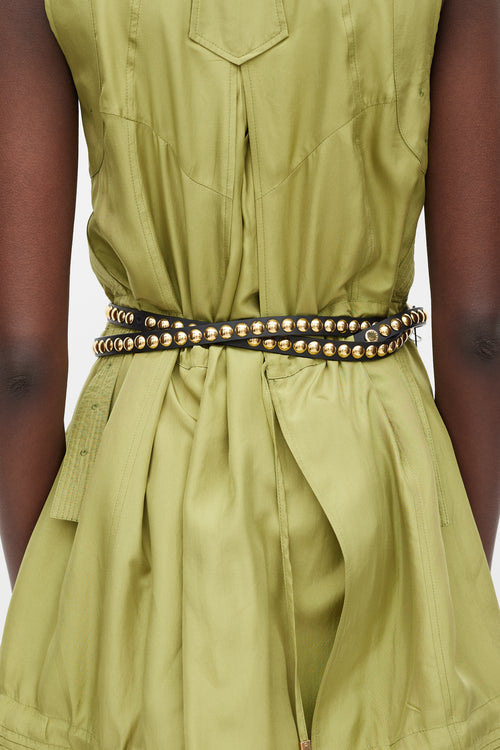 Burberry Black 
Gold Studded Thin Belt