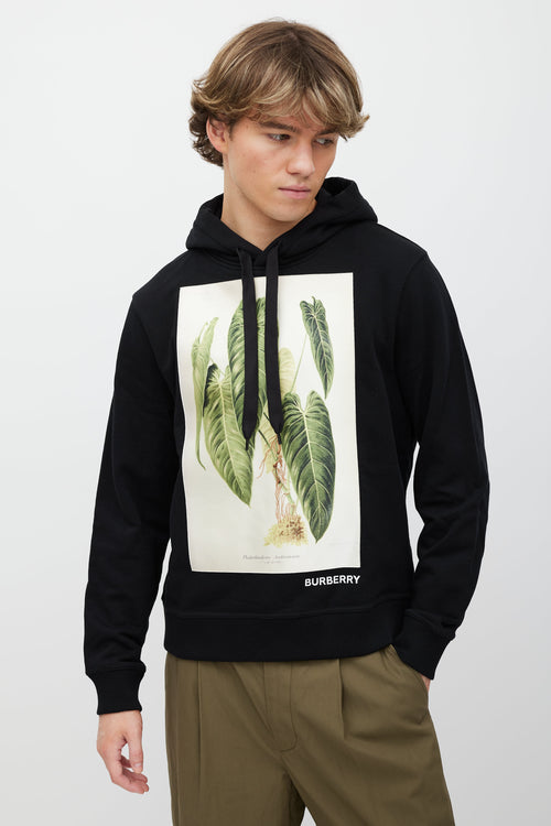 Burberry Black 
Green Printed Satin Patch Hoodie