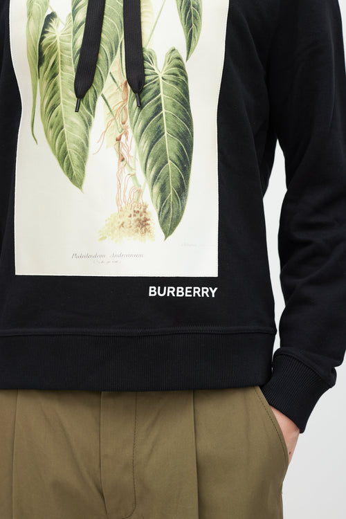 Burberry Black 
Green Printed Satin Patch Hoodie