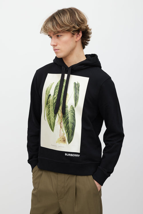 Burberry Black 
Green Printed Satin Patch Hoodie