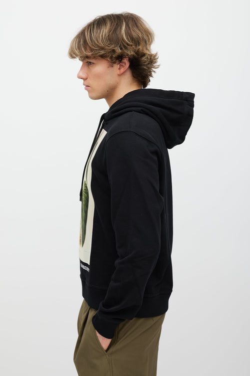 Burberry Black 
Green Printed Satin Patch Hoodie