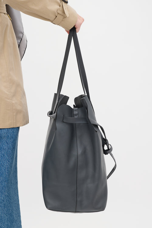 Burberry Dark Grey Leather Soft Belt Shopping Tote