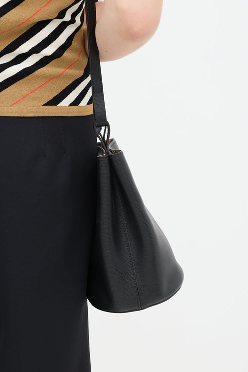 Burberry Black Leather Lorne Small Bucket Bag