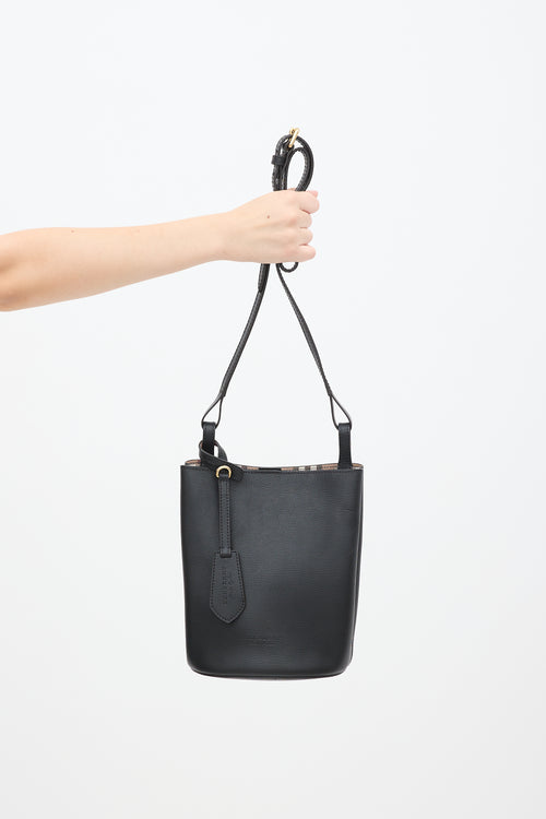 Burberry Black Leather Lorne Small Bucket Bag