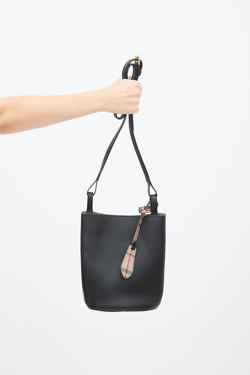 Burberry Black Leather Lorne Small Bucket Bag