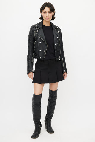 Burberry Black Leather Moto Jacket