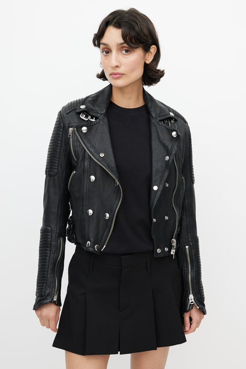 Burberry Black Leather Moto Jacket