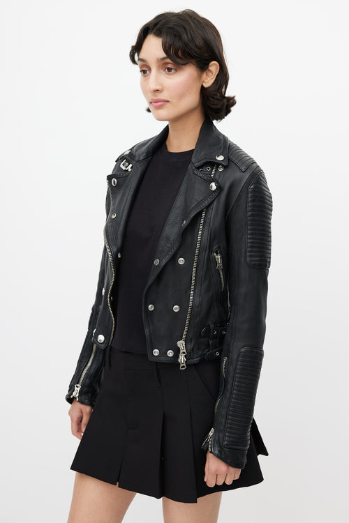 Burberry Black Leather Moto Jacket