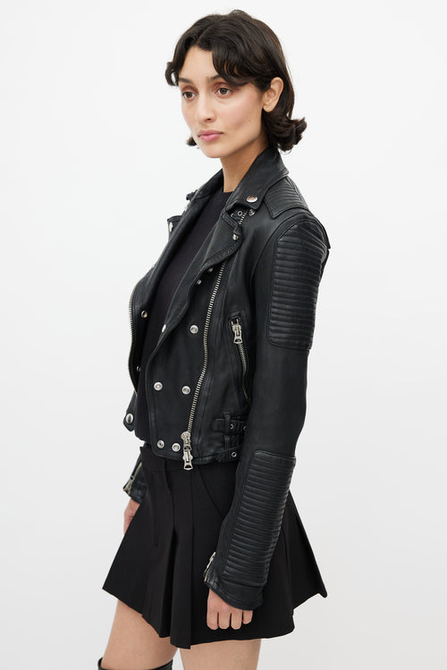 Burberry Black Leather Moto Jacket