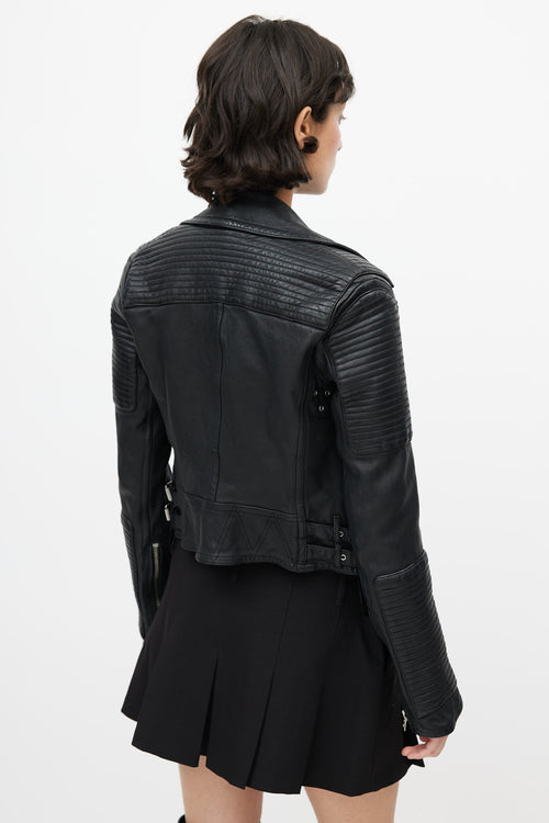 Burberry Black Leather Moto Jacket