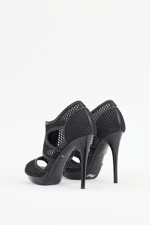 Burberry Black Mesh Platform Sandal