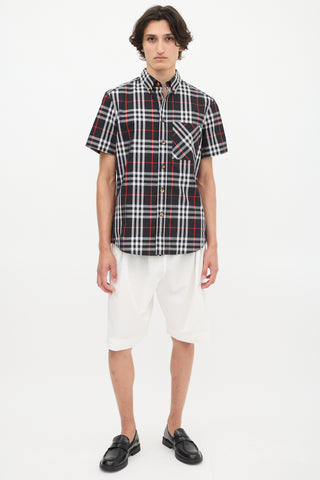 Burberry Black 
Multicolour Plaid Short Sleeve Shirt