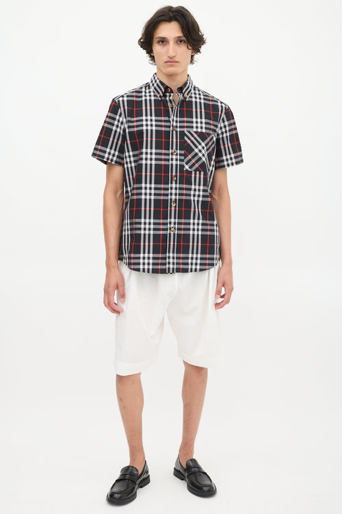 Burberry Black 
Multicolour Plaid Short Sleeve Shirt