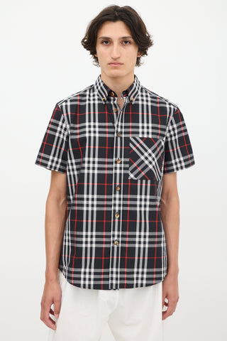 Burberry Black 
Multicolour Plaid Short Sleeve Shirt